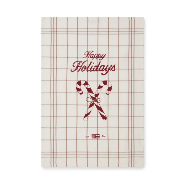 Candy Cane Organic Cotton kökshandduk 50x70 cm, White-beige