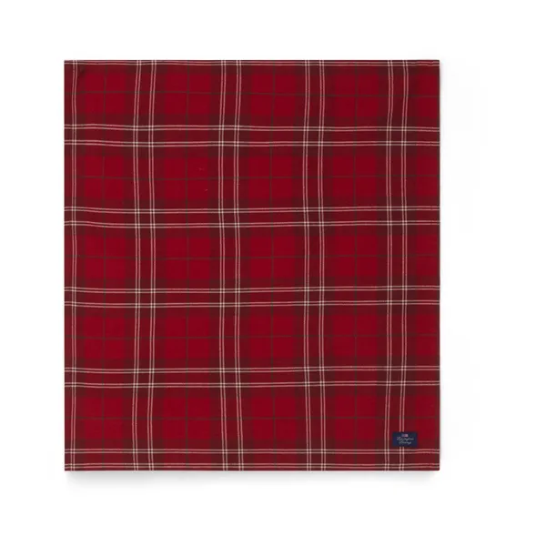 Checked Organic Cotton Oxford tygservett 50x50 cm, Red-beige