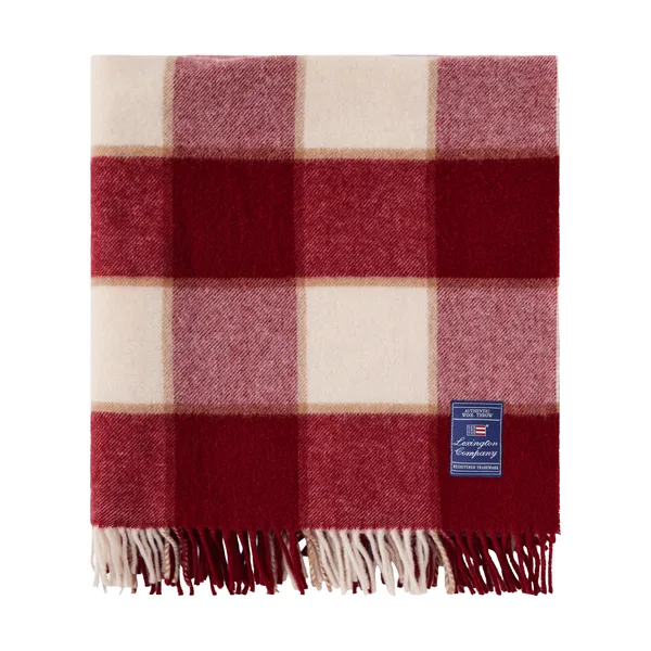 Checked Recycled Wool pläd 130x170 cm, Red-Light beige