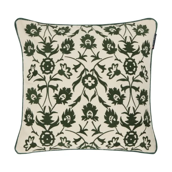 Flower Embroidered Wool Mix kuddfodral 50x50 cm, Light beige