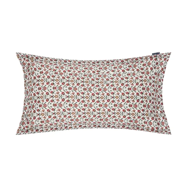 Flower printed cotton sateen örngott 50x90 cm, White-red-green