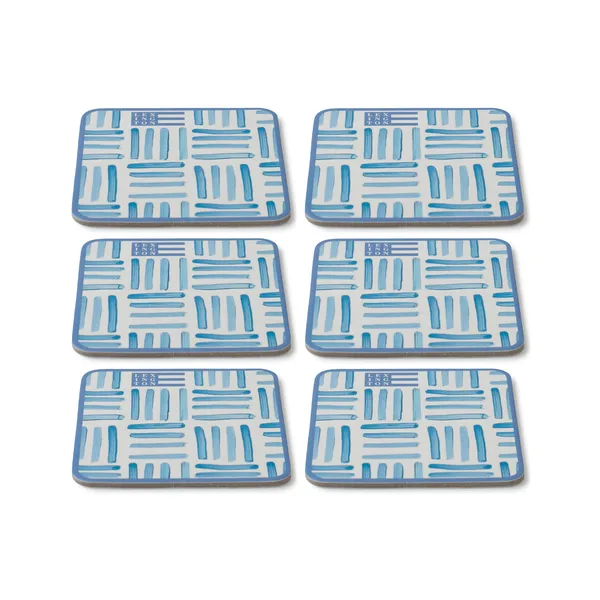 Graphic Printed glasunderlägg 6-pack, Blue