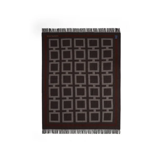 Graphic Recycled Wool pläd 130x170 cm, Dark gray-white