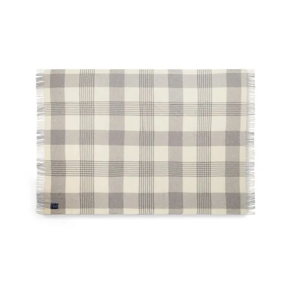 Gray Checked Recycled Wool pläd 130x170 cm, Gray