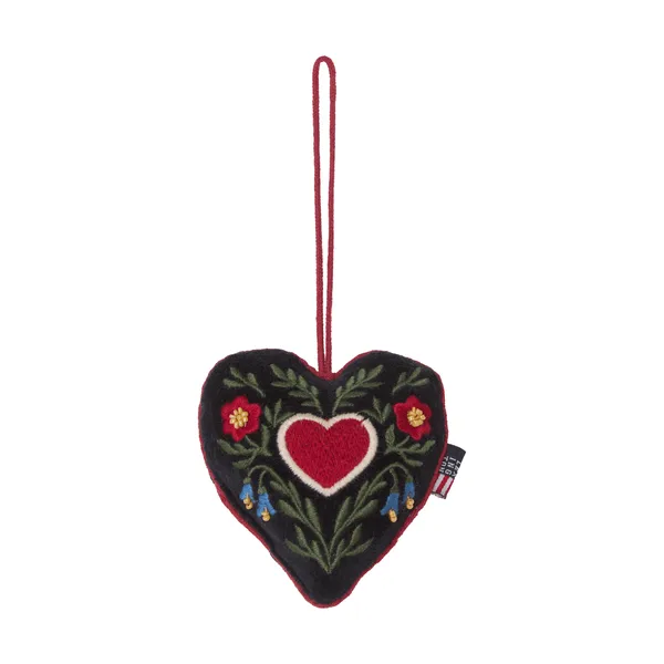 Heart ekologisk sammetsbomull julhänge, Multi, 13x10x3 cm