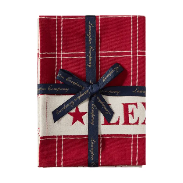 Jacquardvävd bomull kökshandduk, Red-white, 50x70 cm