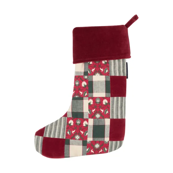 Lexington patchwork julstrumpa, Red-multi, 45 cm
