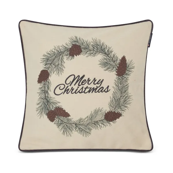 Merry Christmas Wool Mix kuddfodral 50x50 cm, White-green