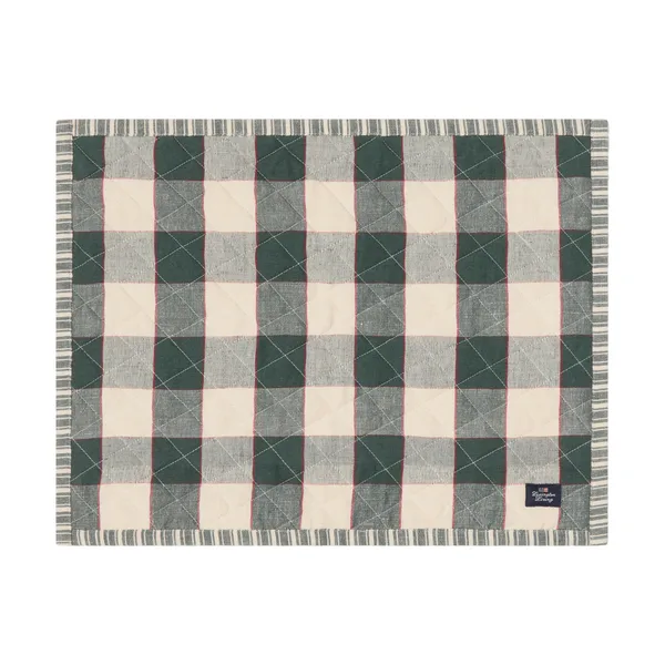 Quiltad dubbelsidig bordstablett, Green-Light beige-red, 35x45 cm