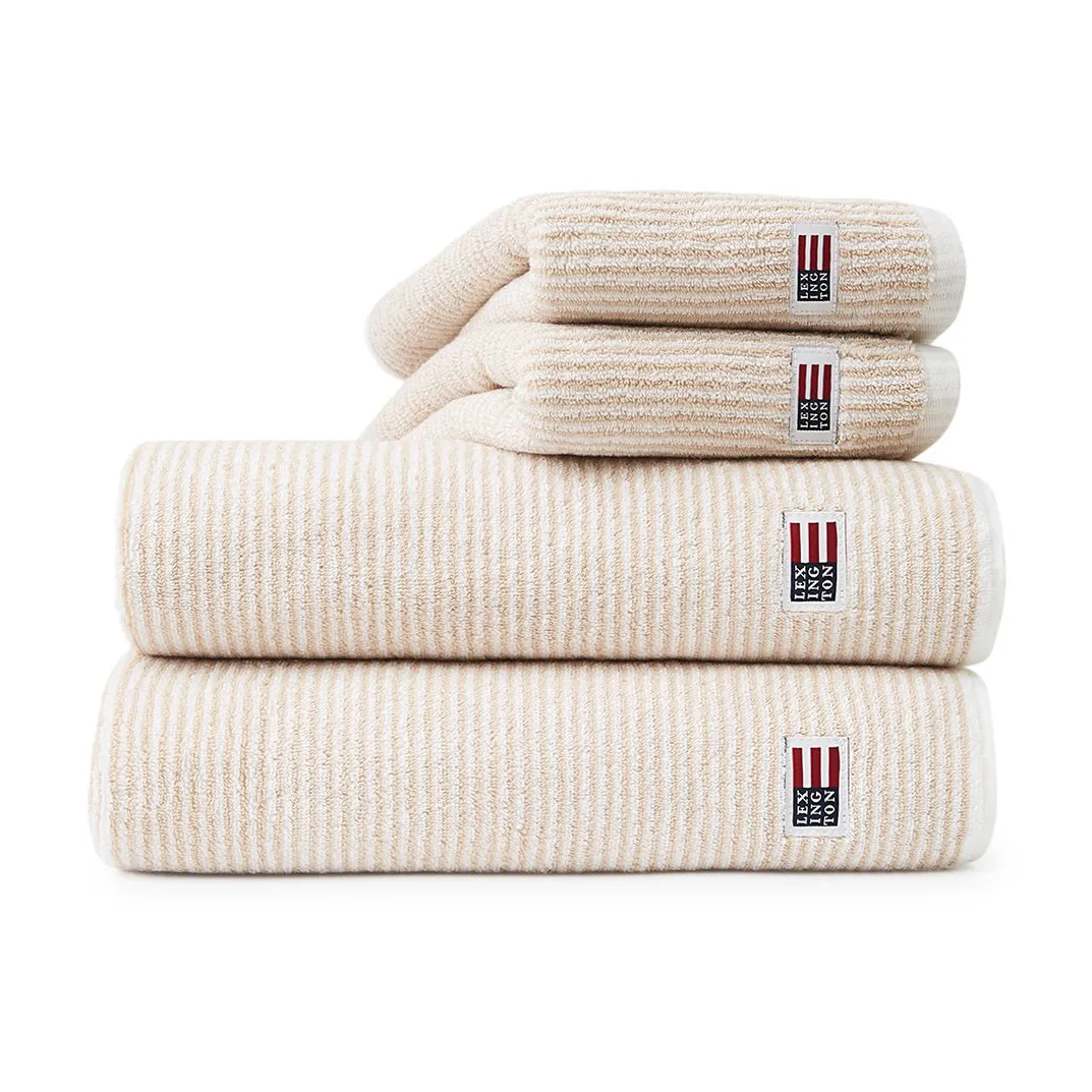 Lexington Serviette de bain Icons Original Striped cm White-tan