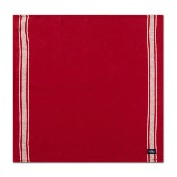 Side Striped Cotton Linen servett 50x50 cm, Red