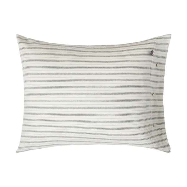 Stripe cotton flannel örngott, White-green-beige, 50x60 cm