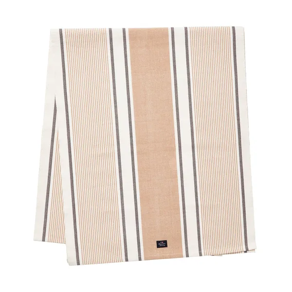 Striped Organic Cotton löpare 50x250 cm, White