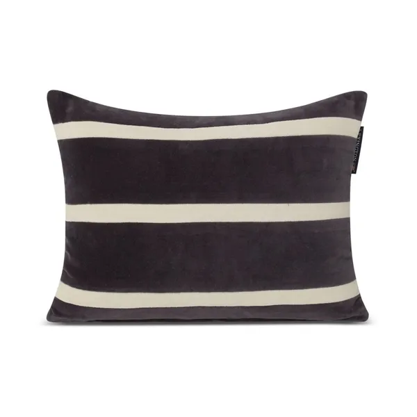 Striped Organic Cotton Velvet kudde 30x40 cm, Dark gray-light