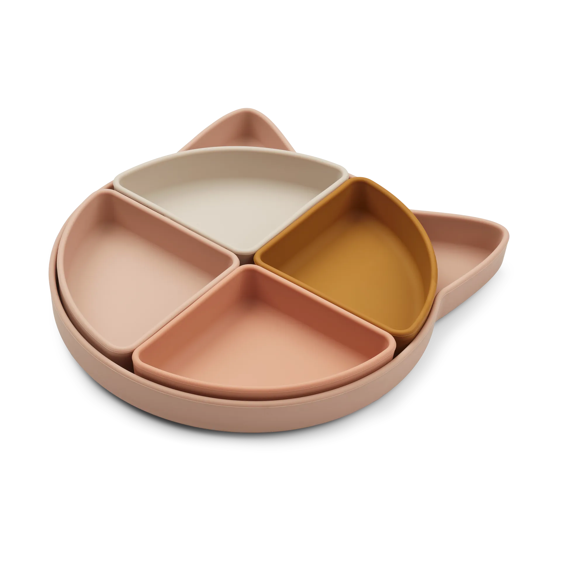 Liewood Tallerken - Arne - Silikone - 4 Rum - Cat Rose Multi Mix