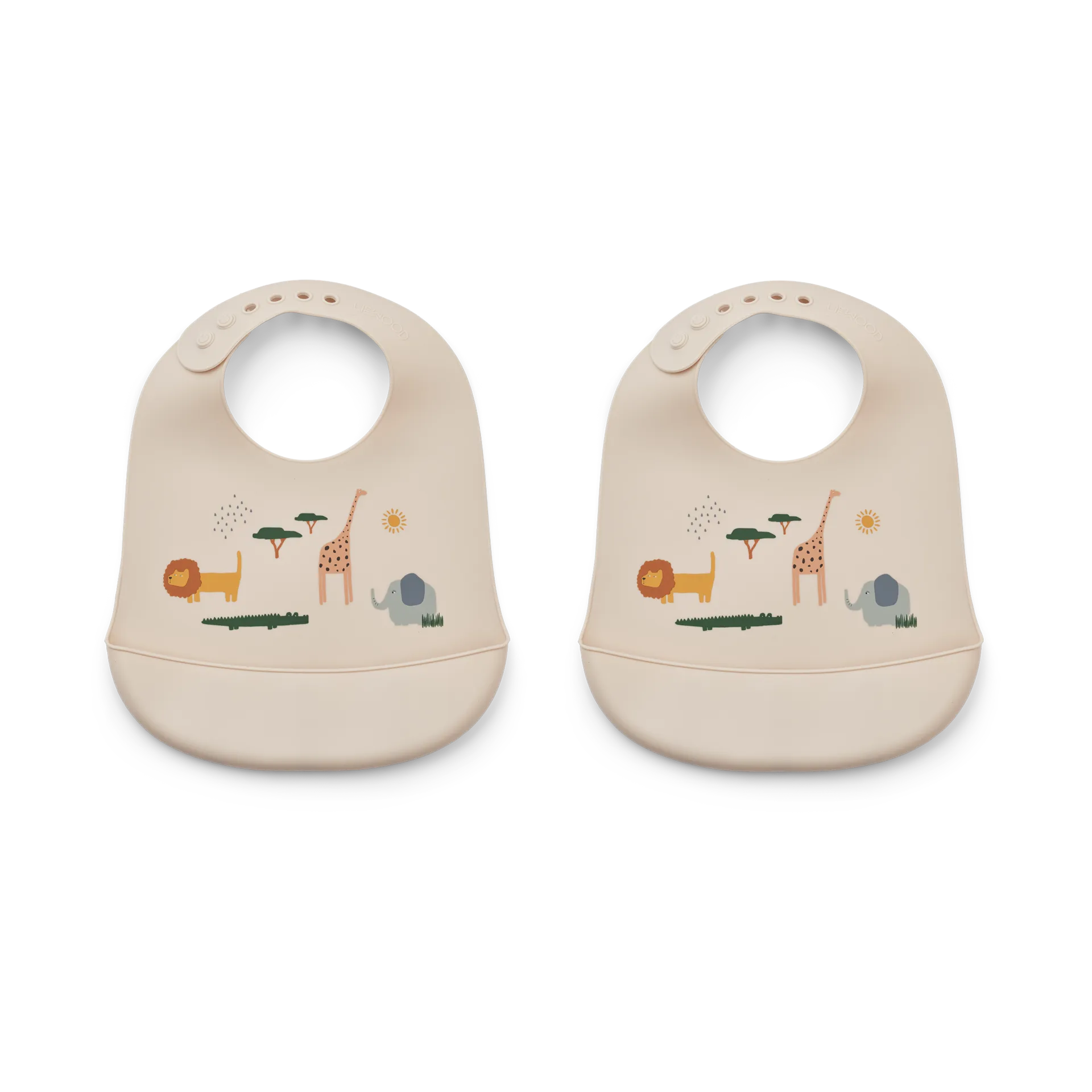 Liewood Bavoir en silicone Tilda Lot de 2 Safari sandy mix