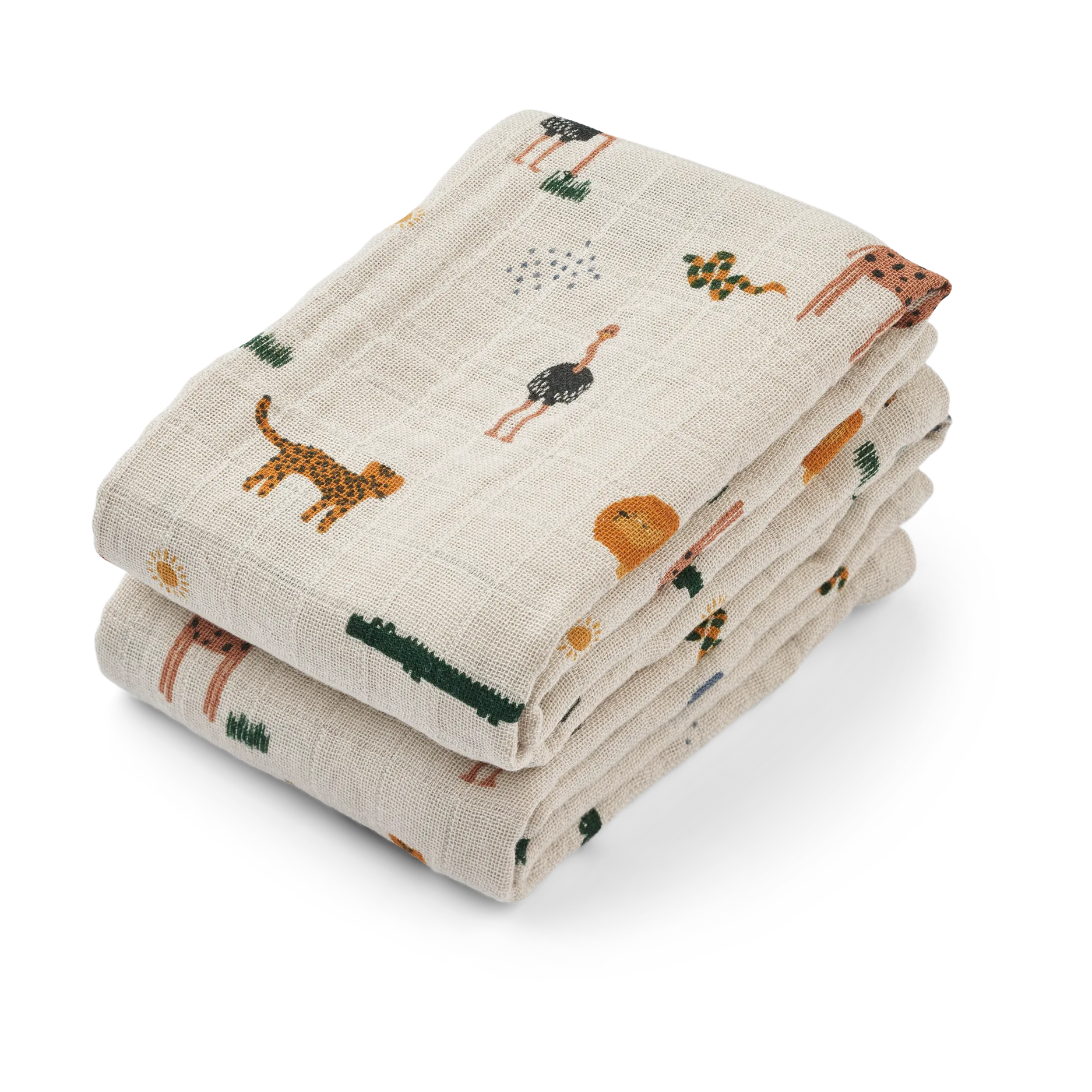 Liewood Couverture en mousseline Lewis Lot de 2 cm Safari sandy mix