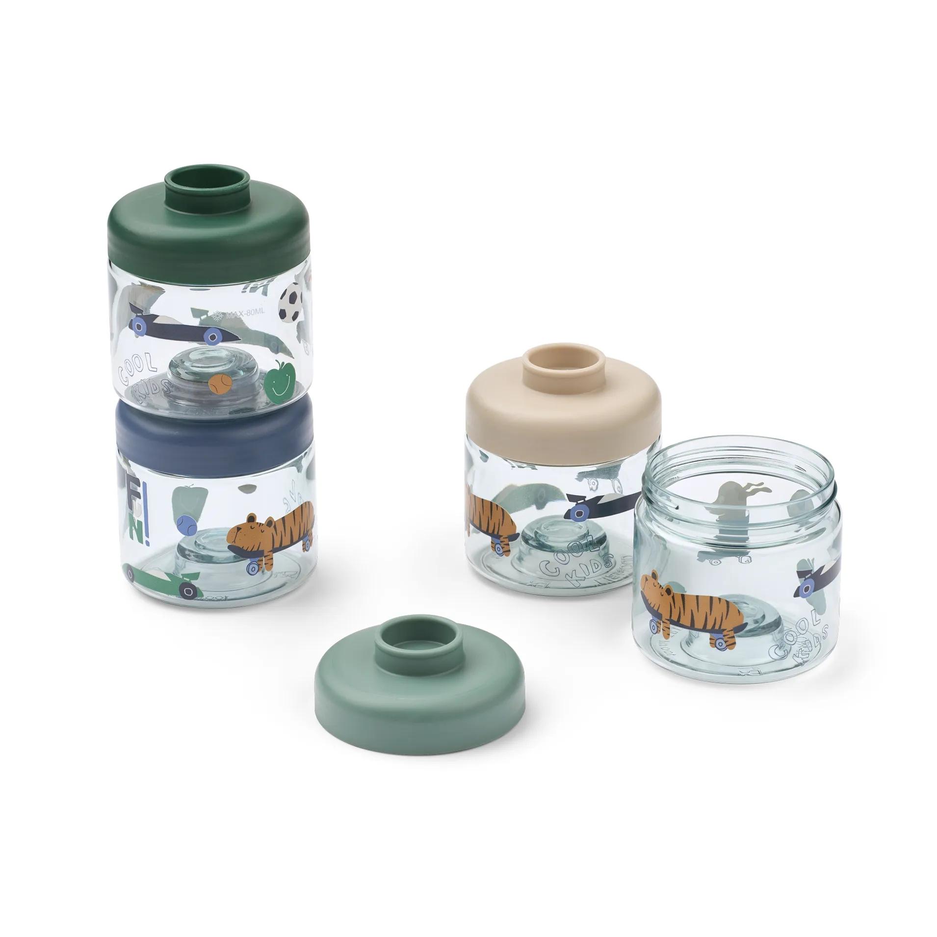 Liewood Dominique Små Madbokse - Tritan - 4-pak - 100 ml - Fun/Beach Blue