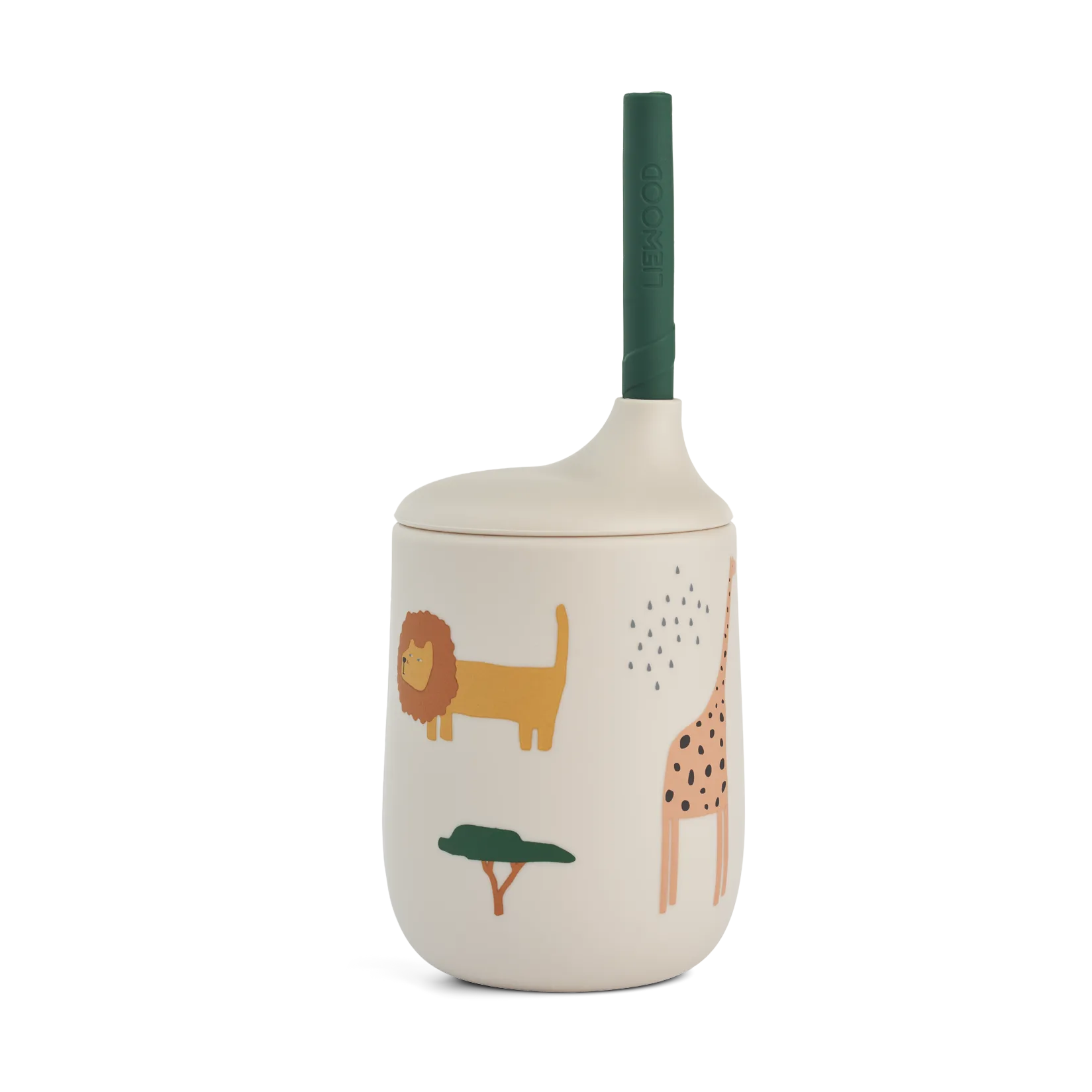 Liewood Ellis printed sippy cup tudkop med sugerør 23 cl Safari sandy mix