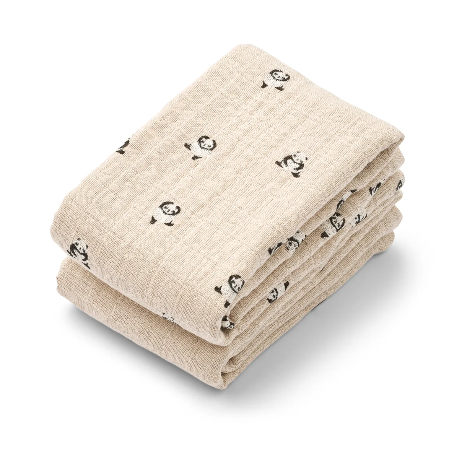 Liewood Lewis muslin tæppe 2-pack 65x65 cm Mini panda-sandy mix