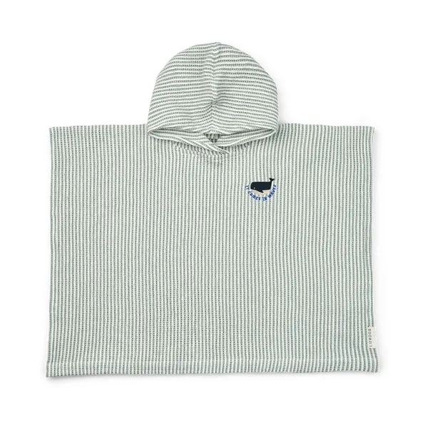 Paco badponcho peppermint creme de la creme stripe, 1-2 år