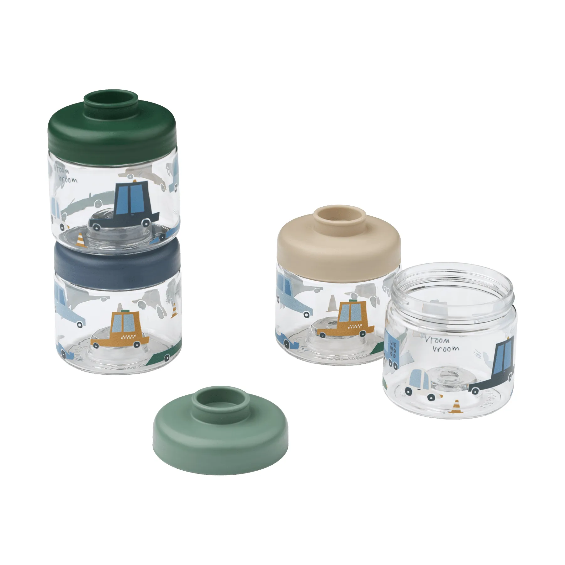 Liewood Pots pour aliments bébé Dominique 100 ml, 4 pièces Cars-Sandy