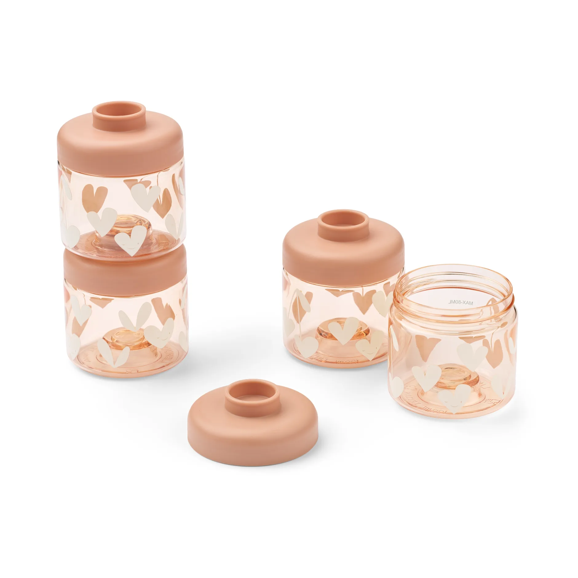 Liewood Pots pour aliments bébé Dominique 100 ml, 4 pièces Sweethearts-pale tuscany
