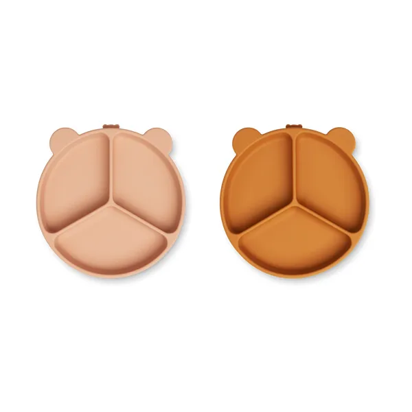 Stacy delad barntallrik 2-pack, Mustard-tuscany rose mix
