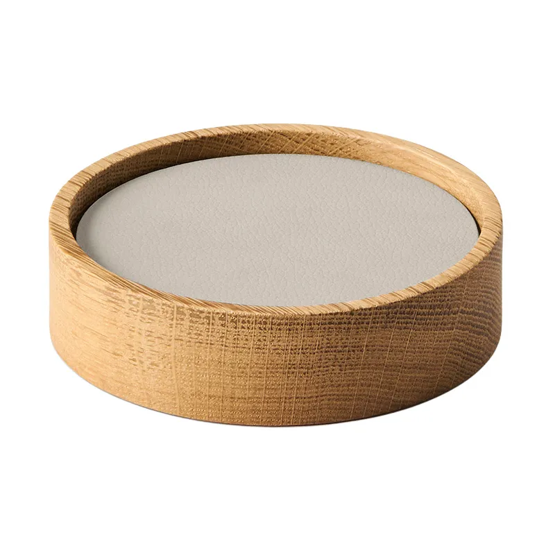 LIND DNA Wood Box glasbrikker sæt Nature-oak, circel, S, Nupo oyster white, 9 dele