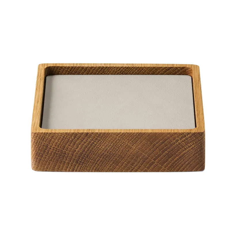 LIND DNA Wood Box glasbrikker sæt Nature-oak, square, S, Nupo oyster white, 9 dele