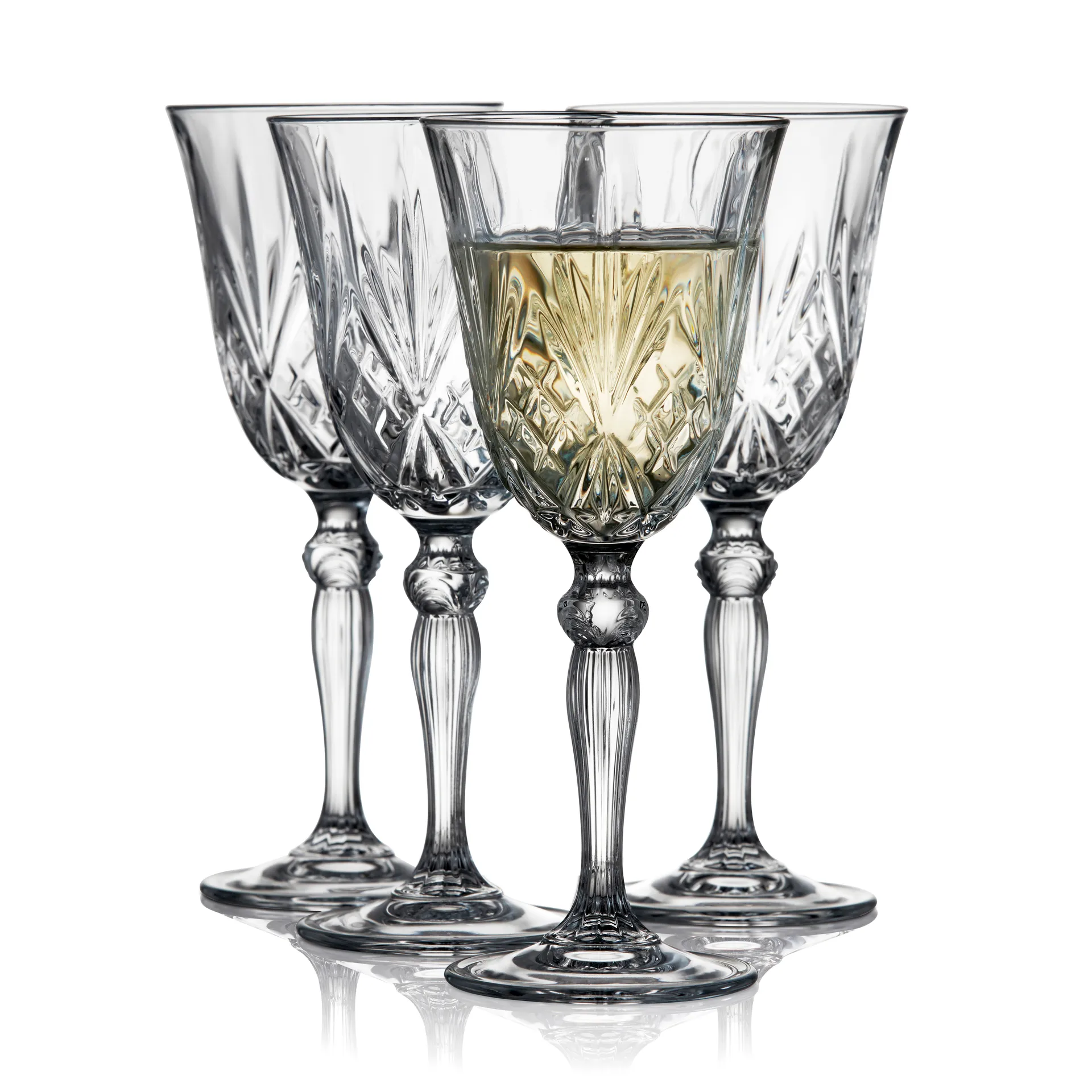 Lyngby Glas Melodia hvidvinsglas 21 cl 4-pak Krystal