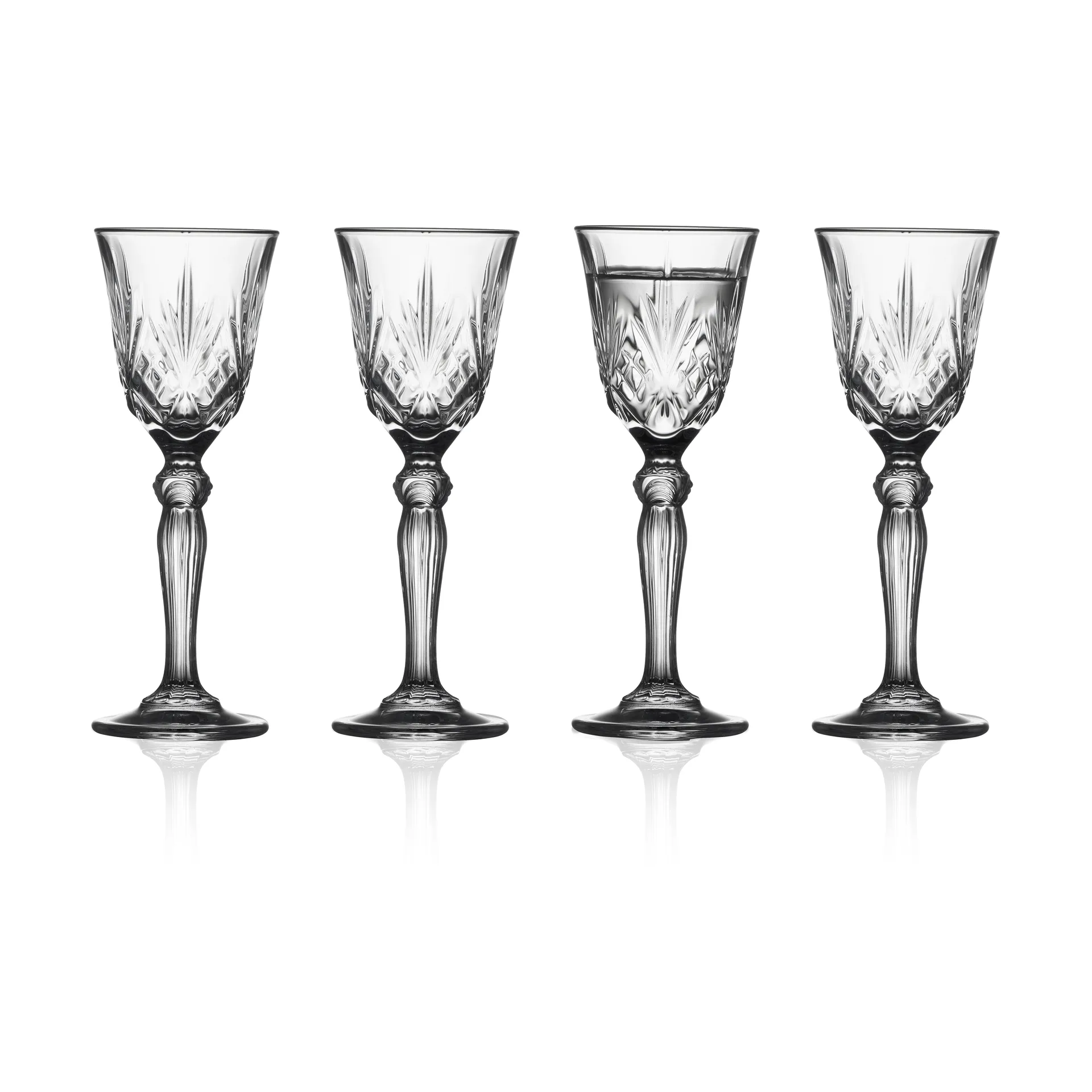 Lyngby Glas Melodia snapseglas på fod 5 cl 4-pak Clear