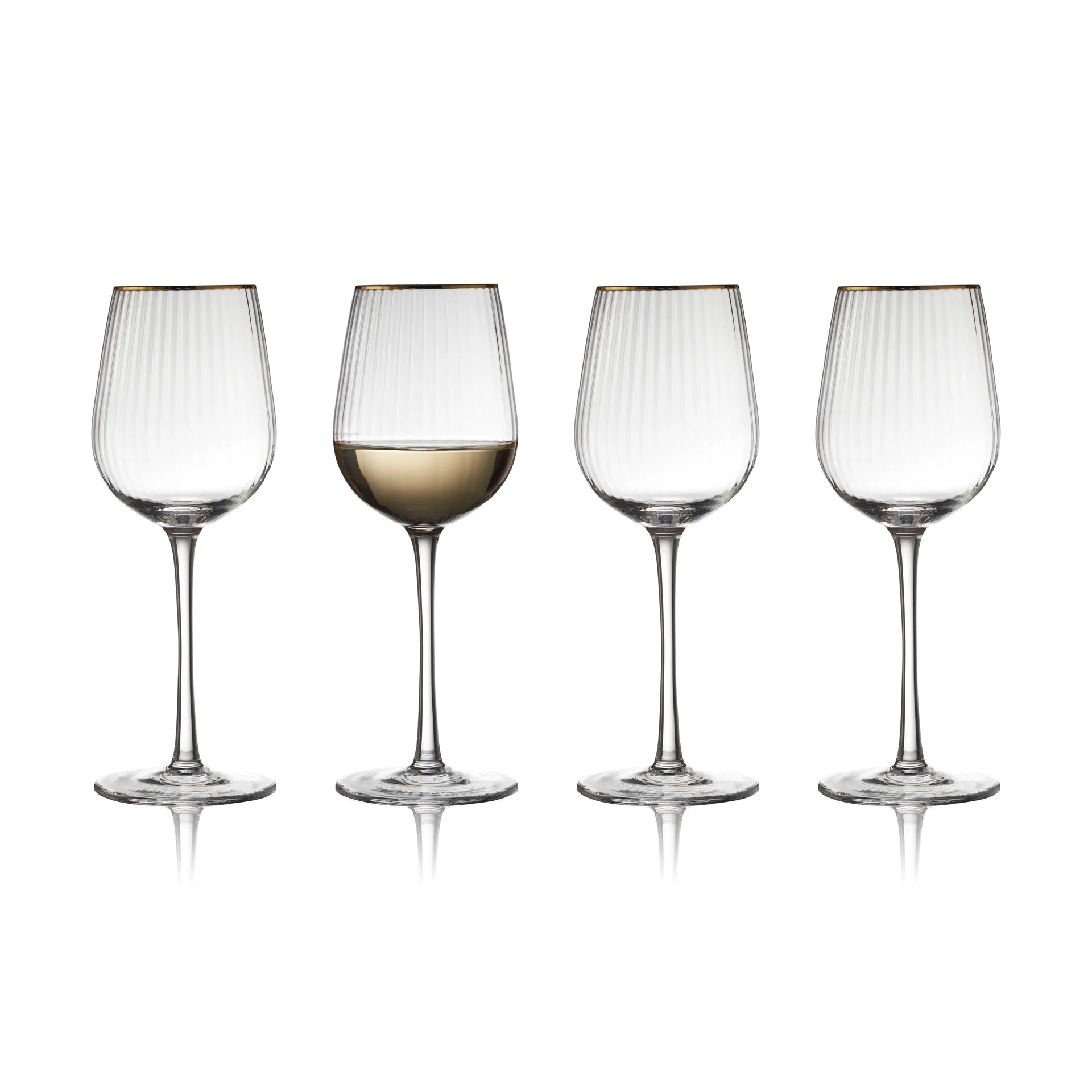 Lyngby Glas Palermo Gold hvidvinsglas 30 cl 4-pak Klar/Guld