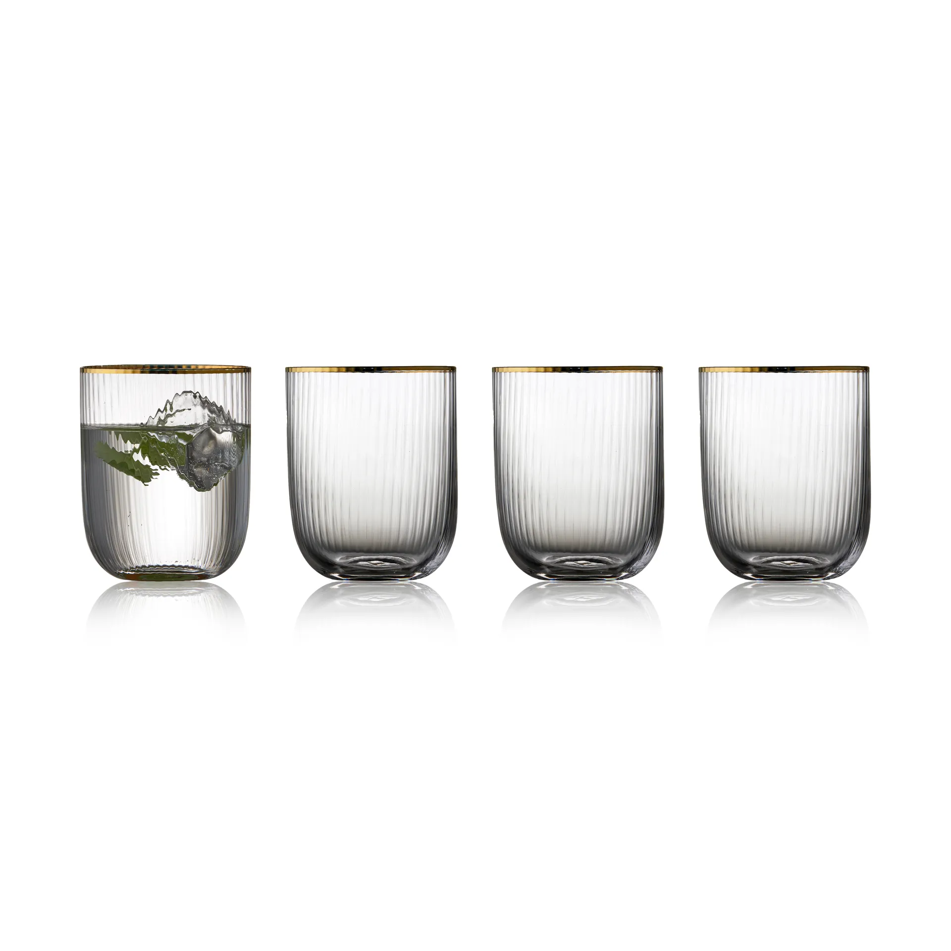 Lyngby Glas Palermo Gold tumblerglas 35 cl 4-pak Klar/Guld