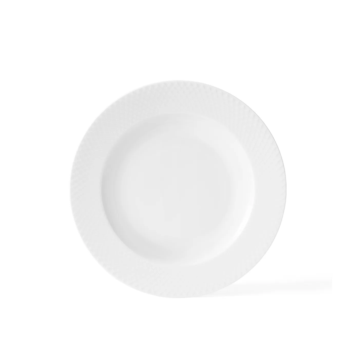 Lyngby Porcel&aelig;n Rhombe djup tallrik vit &Oslash; 23 cm