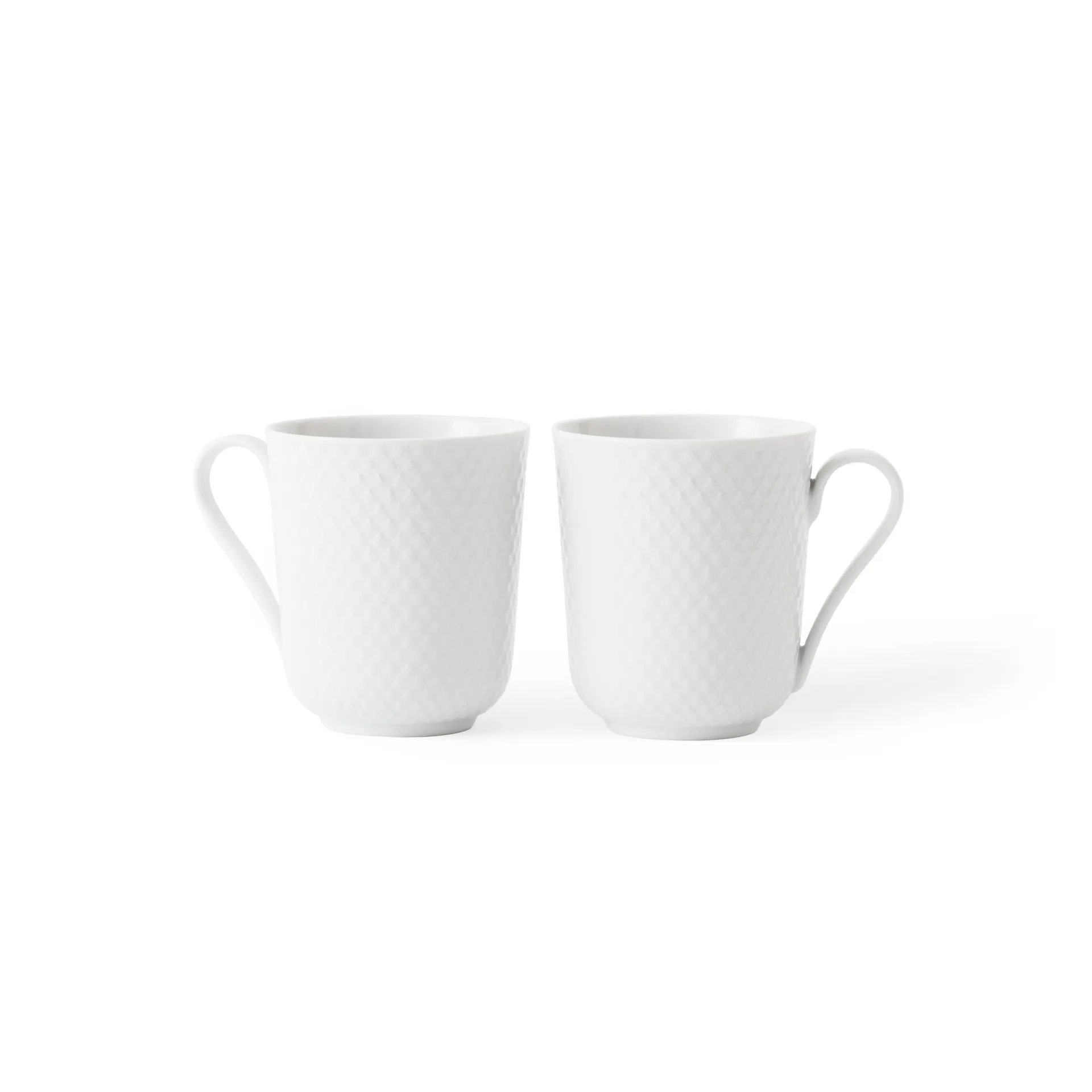 Lyngby Porcelæn - Rhombe Kop med hank 33 cl hvid porcelæn 2 stk.