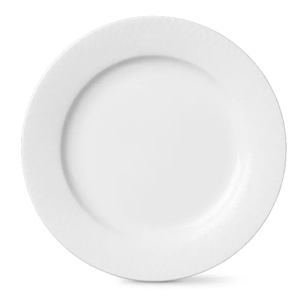 Lyngby Porcel&aelig;n Rhombe tallrik vit &Oslash; 23 cm