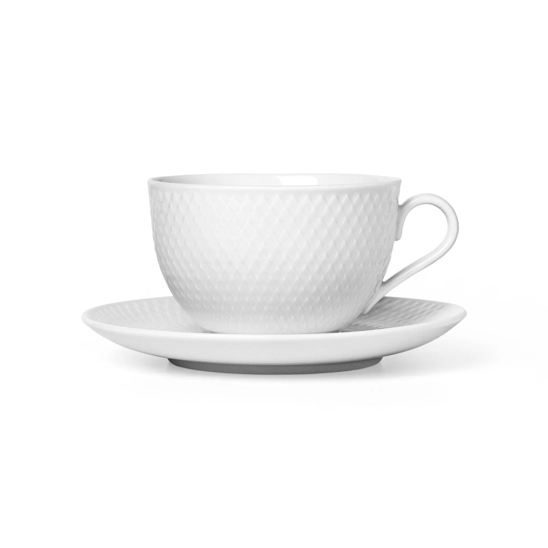 Lyngby Porcelæn - Rhombe Tekop m. underkop 39 cl hvid porcelæn