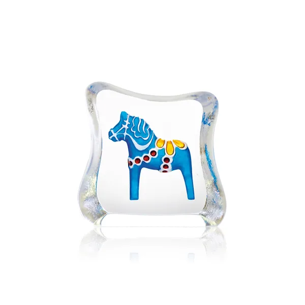 Dalahäst glasskulptur blå, Mini