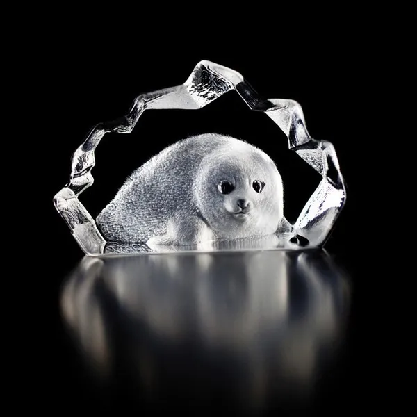 Wildlife Säl skulptur, glas