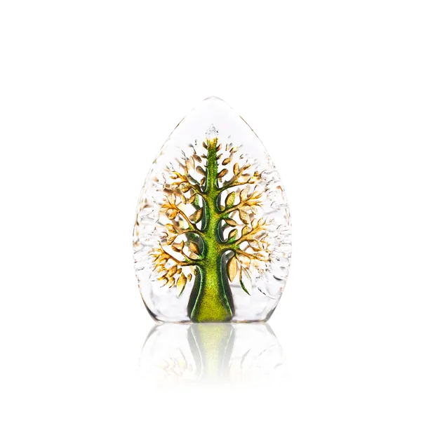 Yggdrasil glasskulptur grön-gul, Mini