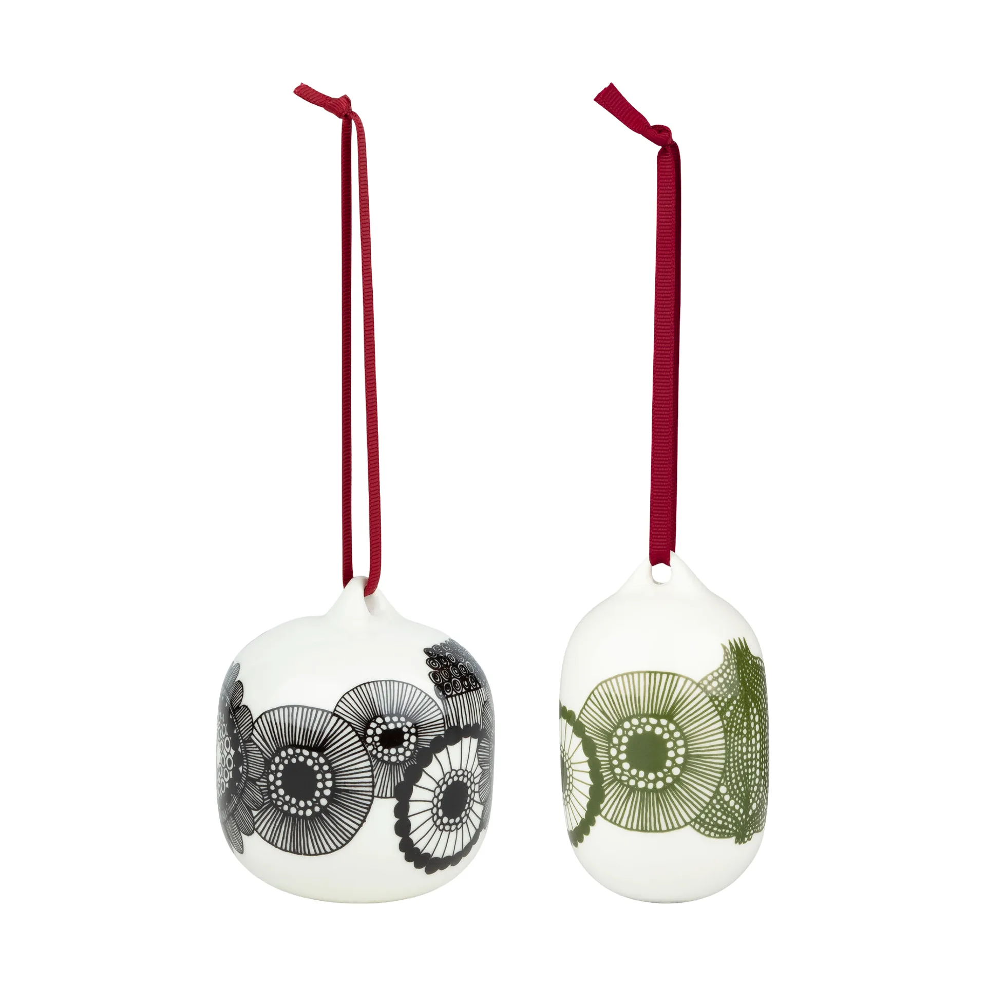 Marimekko Boules de Noël Siirtolapuutarha 2025 2 pièces White-black-green