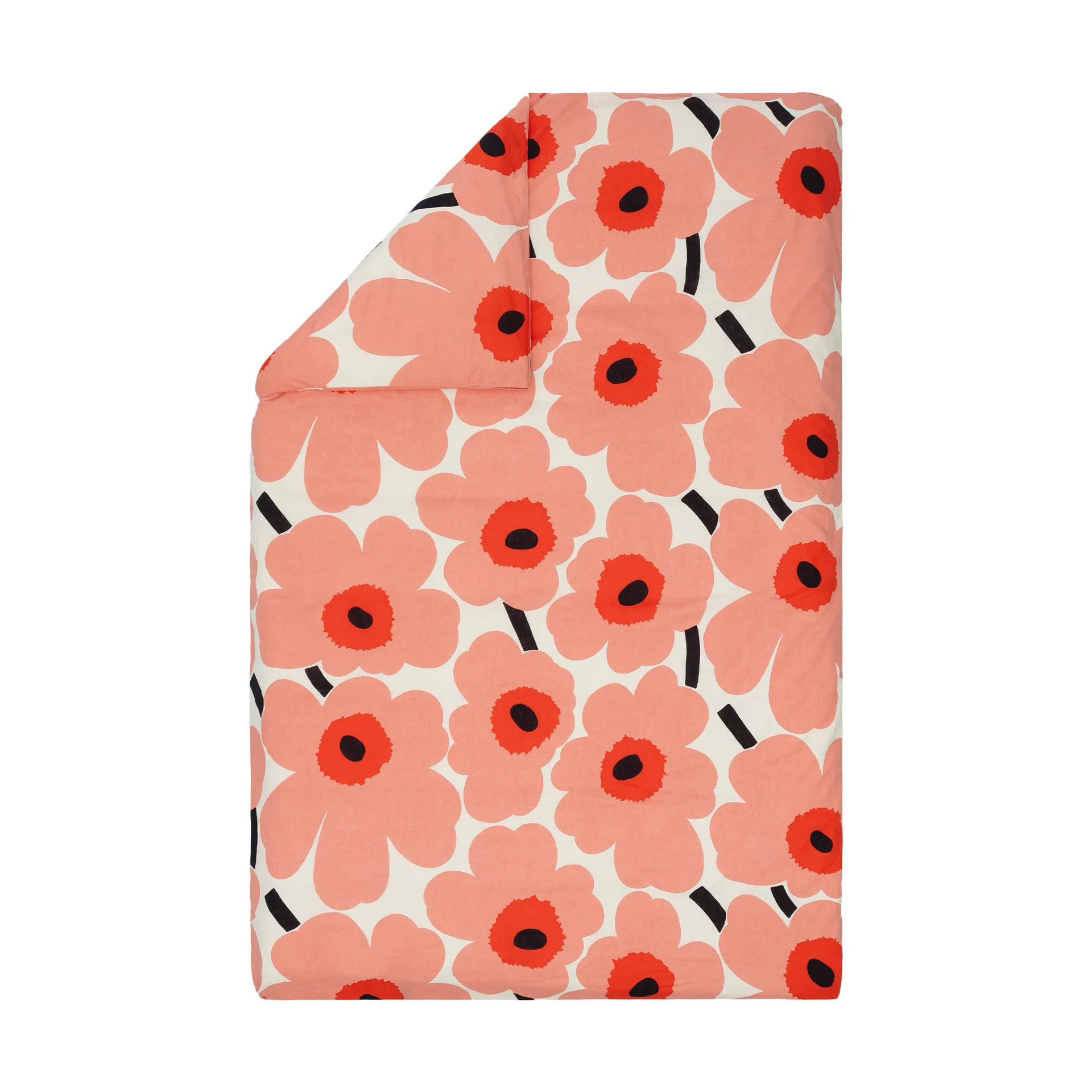 Marimekko Housse de couette Unikko cm Off white-coral-orange red-charcoal