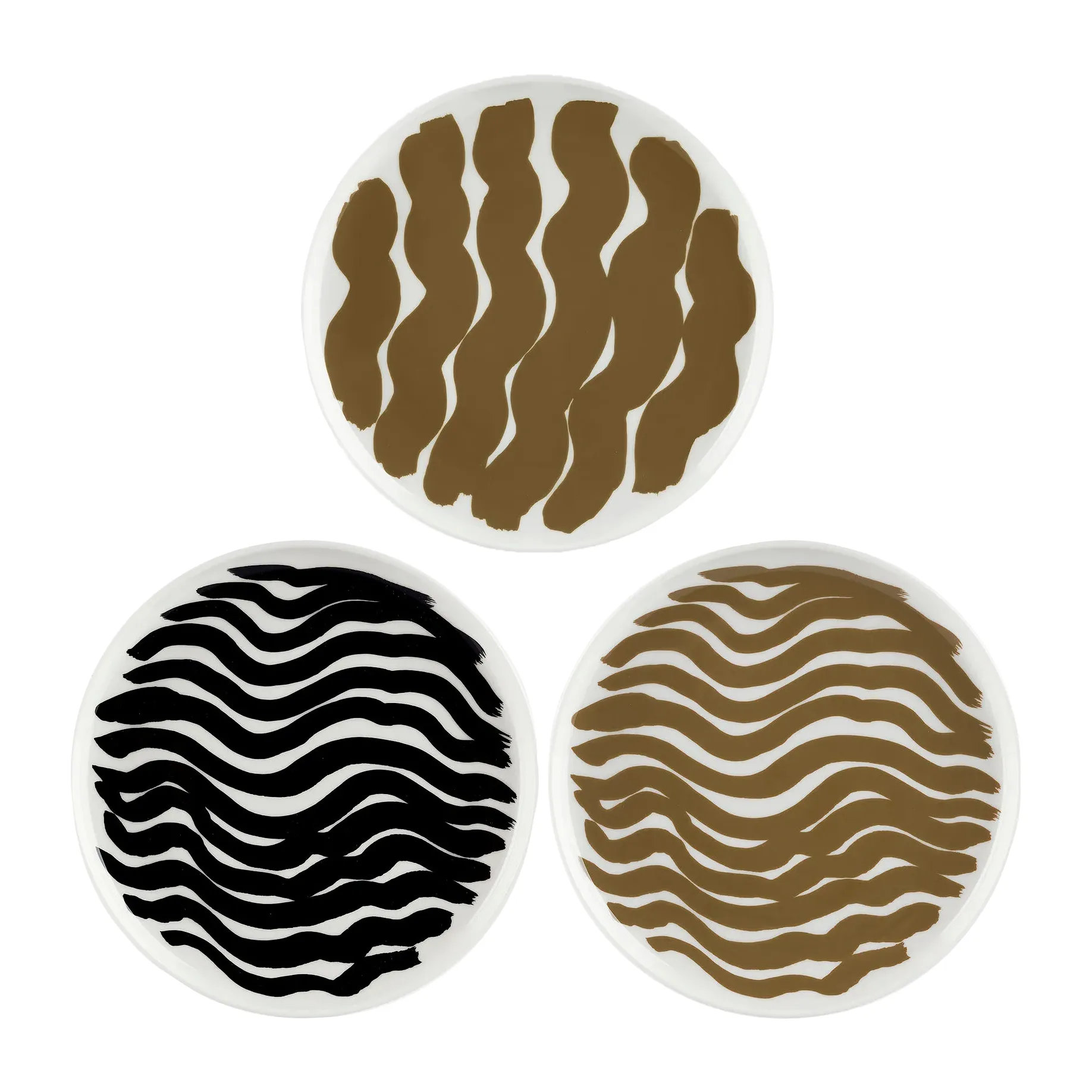 Marimekko Hyräily tallerken Ø20 cm 3-pak Hvid/Brun/Sort