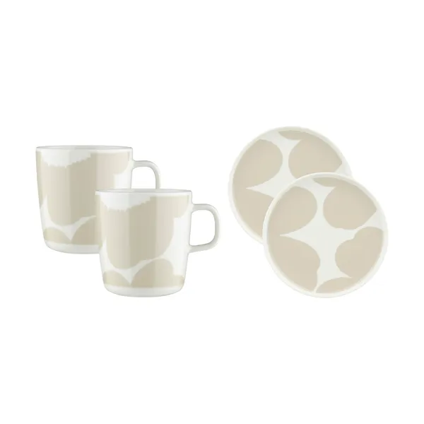 Iso Unikko frukostset 4 delar, White-straw
