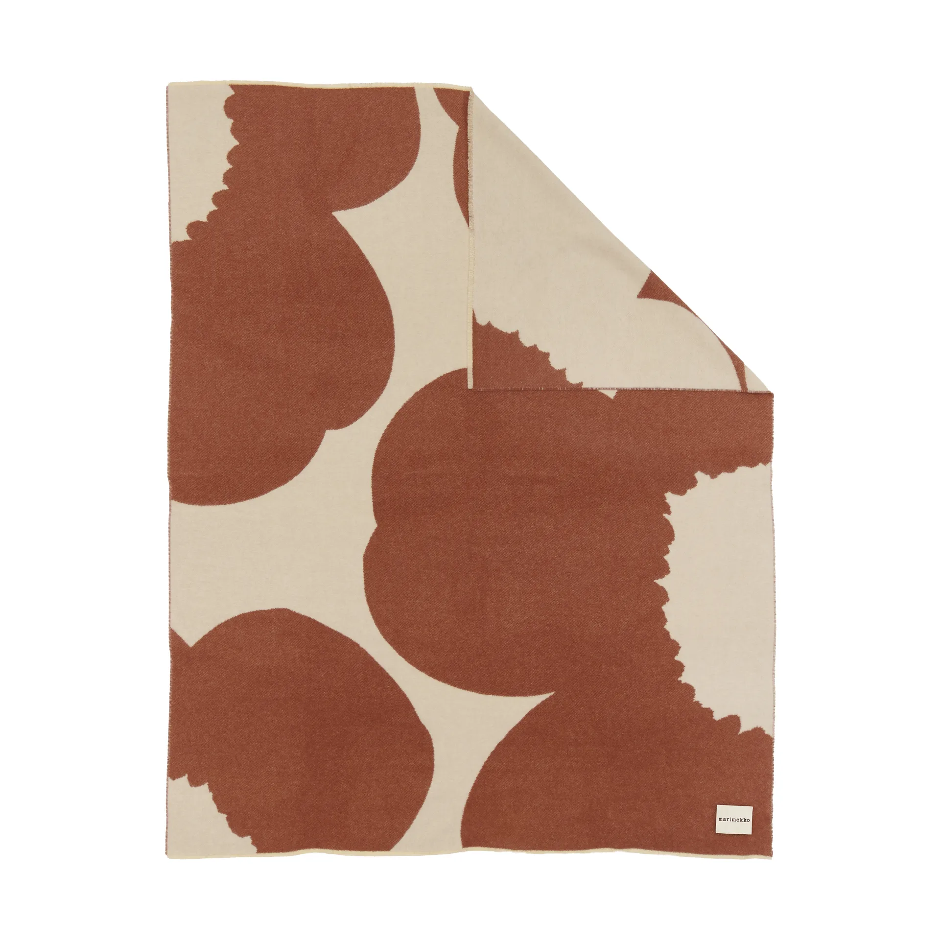 Marimekko Iso Unikko plaid Off white-chestnut, 130x170 cm