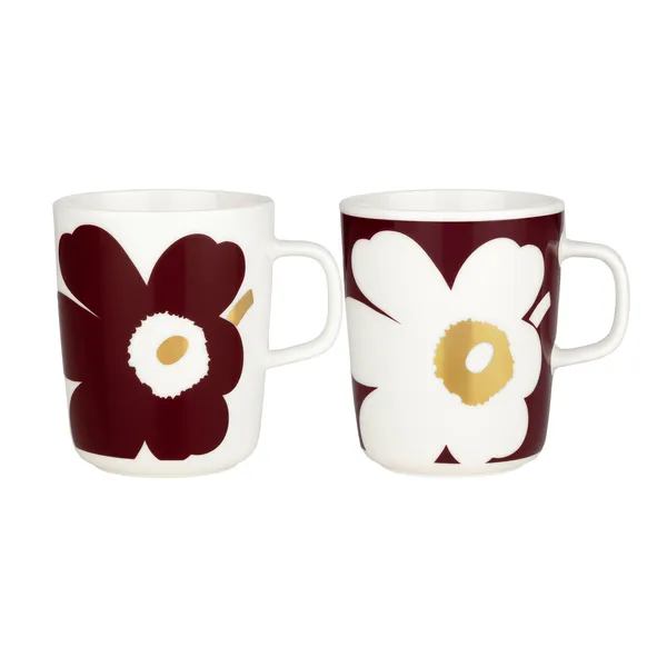 Juhla Unikko mugg 25 cl 2-pack, Vit-vinröd