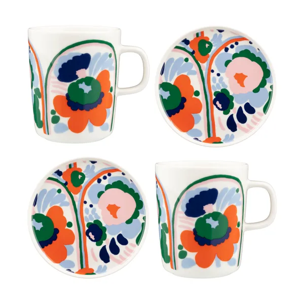 Karuselli servisset 4 delar, White-orange-blue