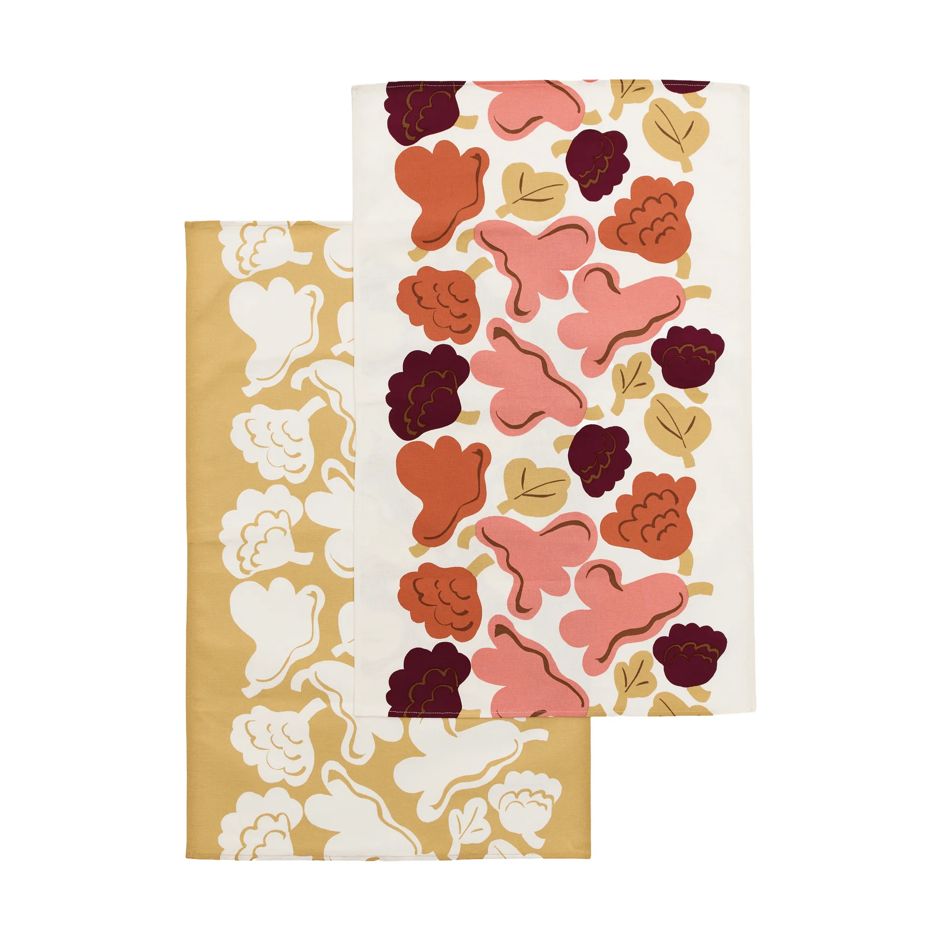 Marimekko Kukasta Kukkaan køkkenhåndklæde Off white-pink-terrac-ochre, 2-pak