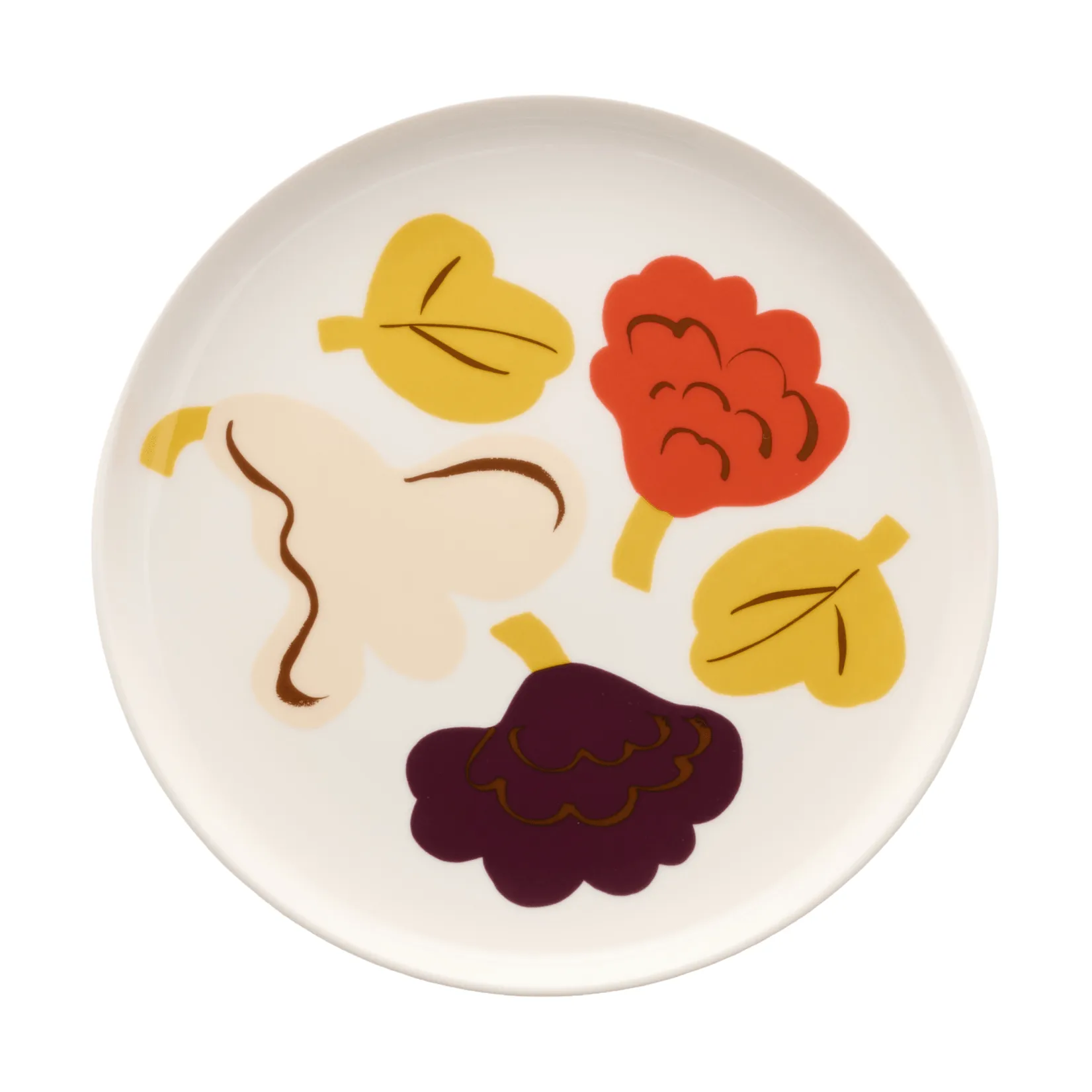 Marimekko Kukasta Kukkaan middagstallerken White-vanilla-terrac-plum, &Oslash;20 cm